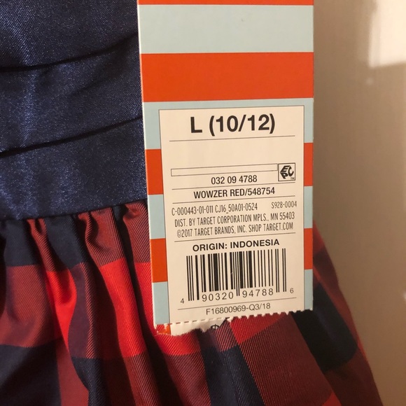 Girls Cat and Jack Red and blue Holiday Dress - Picture 5 of 6